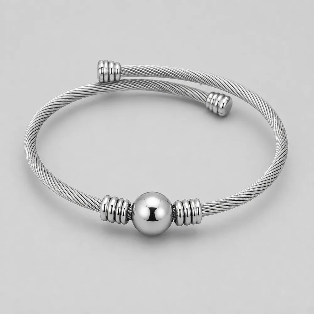 Brazalete de cable de acero inoxidable con bola central