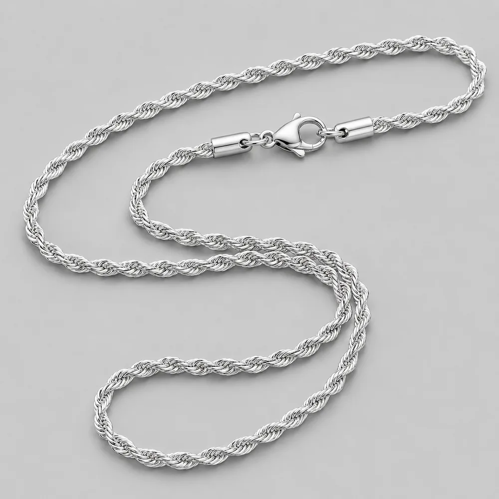 Collar de cadena de cuerda trenzada de acero inoxidable