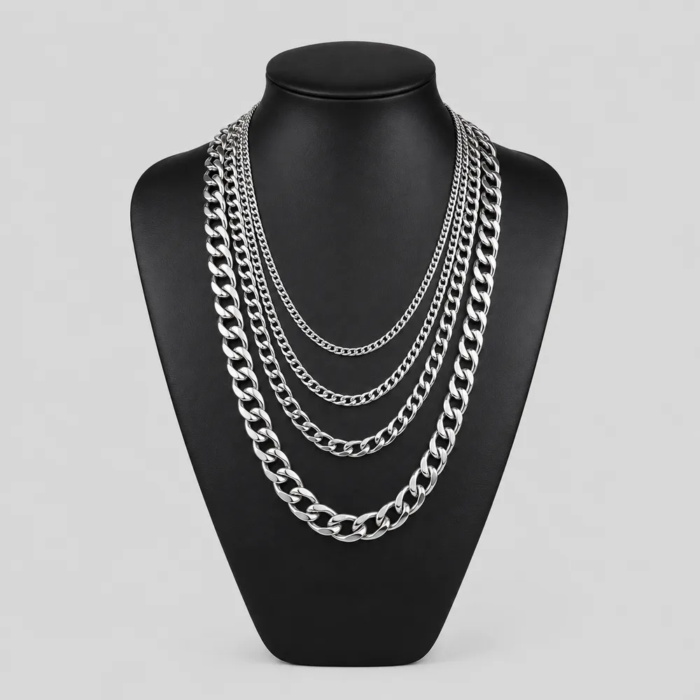 Collar de eslabones cubanos de acero inoxidable