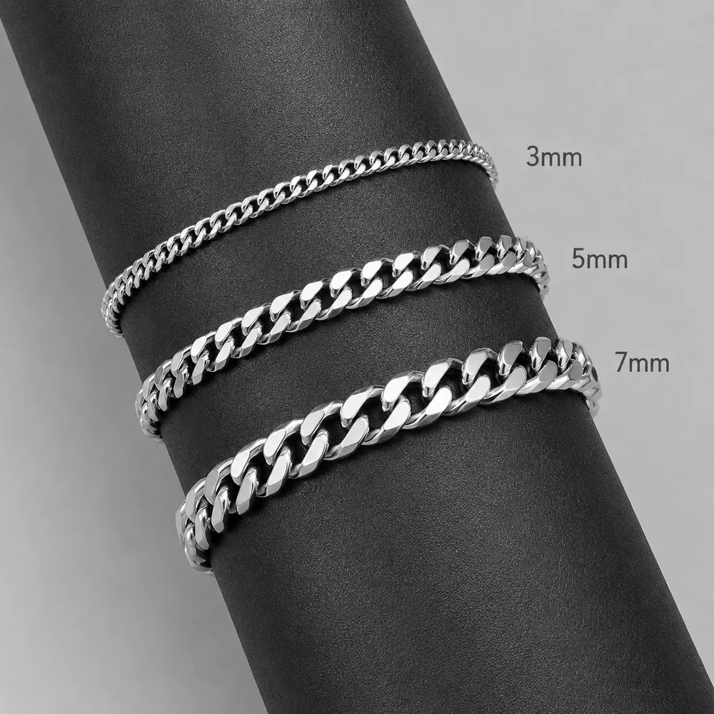 Pulsera de cadena cubana de acero inoxidable